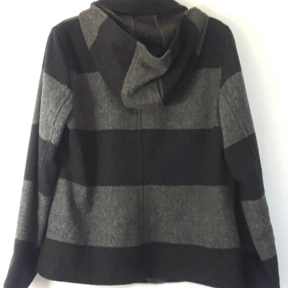 Old Navy Womens Sz L Gray Lined Wool Blend Full Zip Toggle Buttons Hooded Coat - Picture 2 of 13